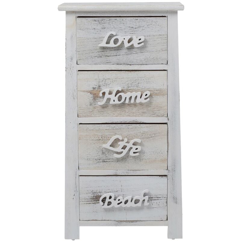 foto del prodotto rebecca mobili comodino cassettiera 4 cassetti bianco grigio shabby 73x37x27