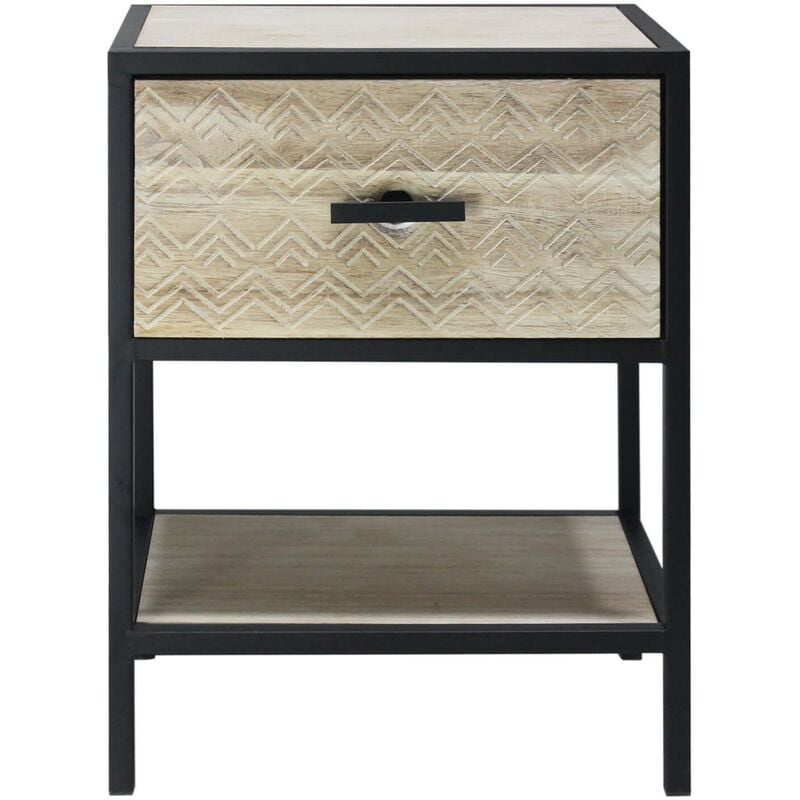foto del prodotto rebecca mobili comodino con ripiano cassetto in legno e metallo per camera da letto 47,5x35x25 cm