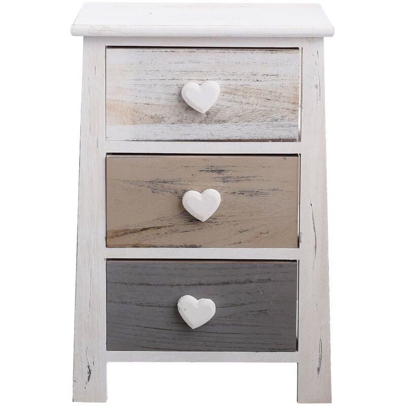 foto del prodotto rebecca mobili comodino shabby chic vintage bianco beige grigio 57x37x27