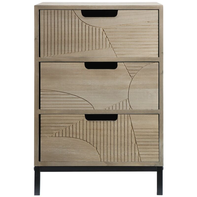 foto del prodotto rebecca mobili comodino stile scandinavo con 3 cassetti in legno compatto