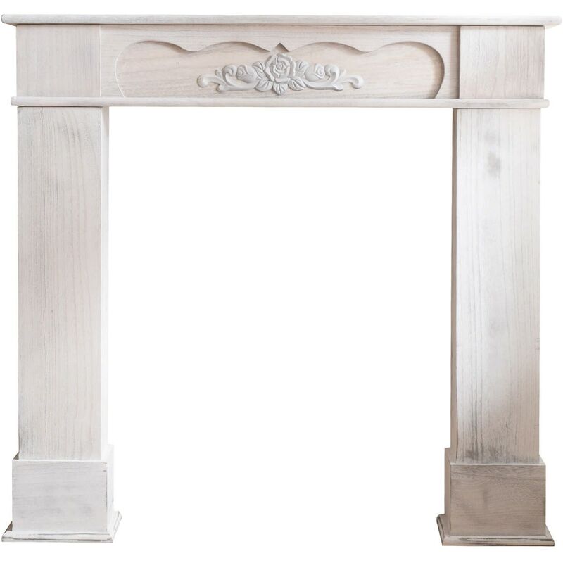 foto del prodotto rebecca mobili cornice decorativa caminetto legno bianco classico 99x104x21