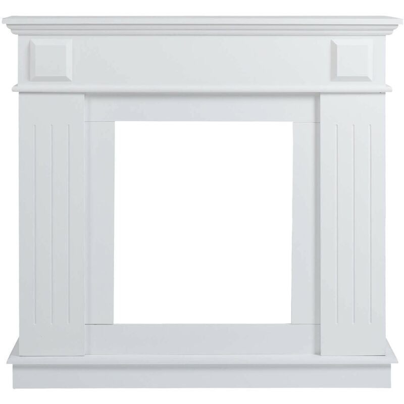 foto del prodotto rebecca mobili cornice decorativa camino finto legno bianco classico 100x109x26