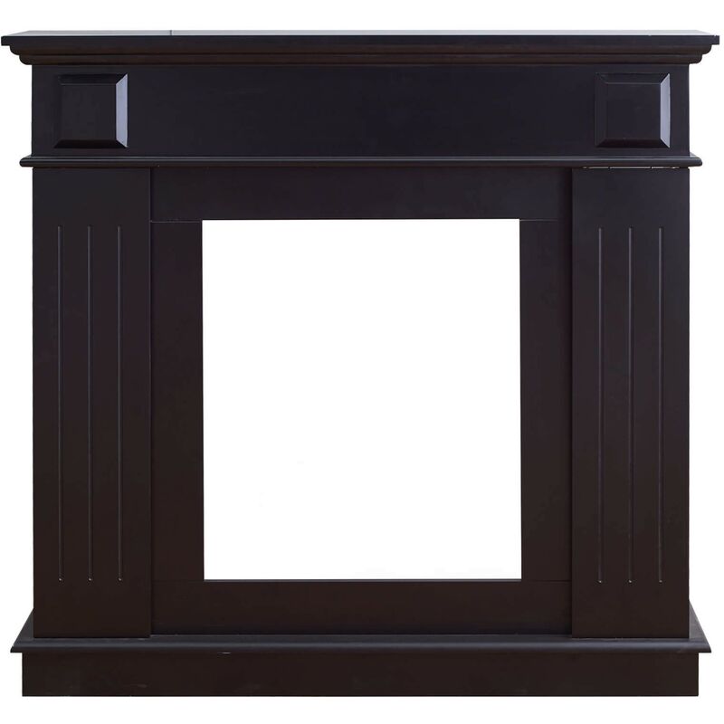 foto del prodotto rebecca mobili cornice decorativa camino finto legno nero classico 100x109x26