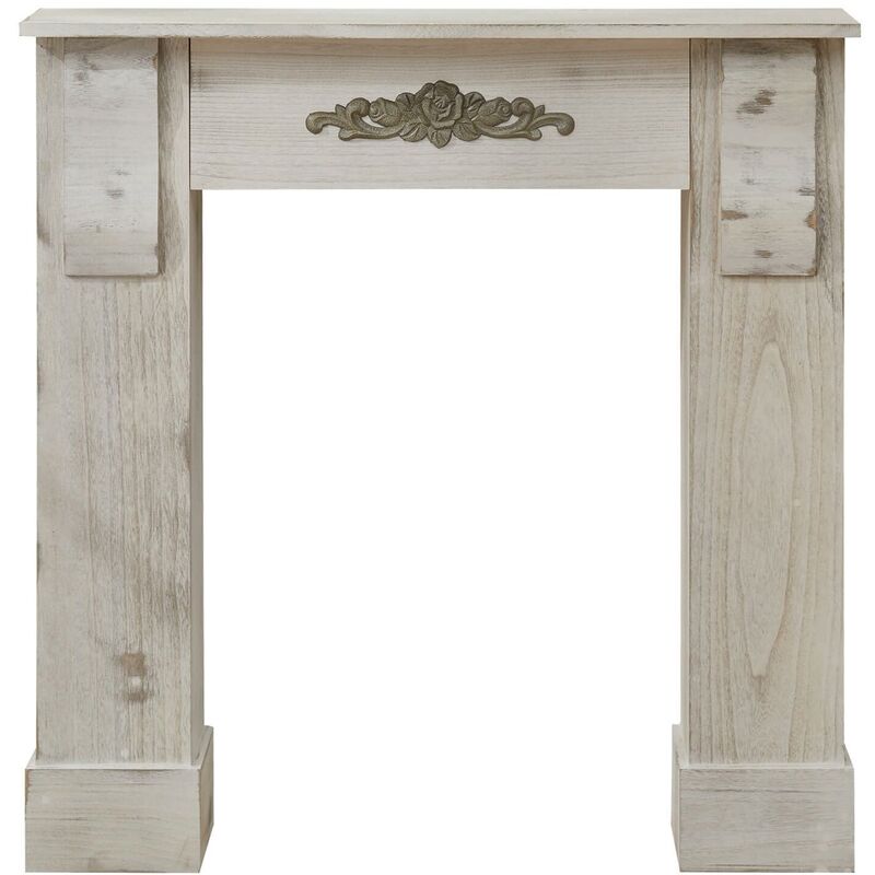 foto del prodotto rebecca mobili cornice decorativa camino legno grigio retro 98x97x22,5