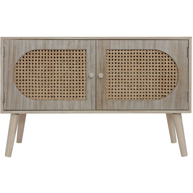 foto del prodotto rebecca mobili credenza per ingresso mobile scandinavo con 2 ante in legno marrone