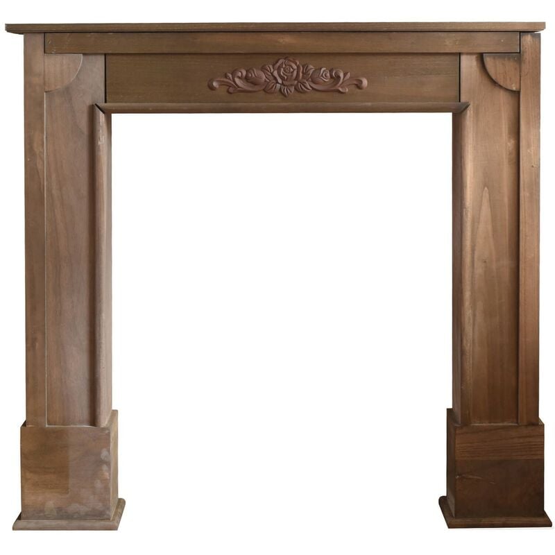 foto del prodotto rebecca mobili decorazione camino caminetto legno marrone shabby 100x105x21