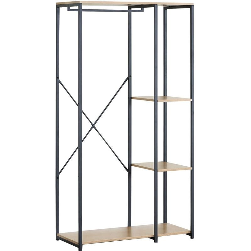 foto del prodotto rebecca mobili guardaroba a vista armadio aperto con 4 vani nero beige in metallo mdf