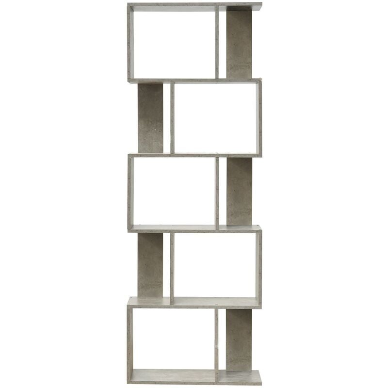 foto del prodotto rebecca mobili libreria moderna scaffale 5 ripiani in legno grigio da soggiorno ufficio