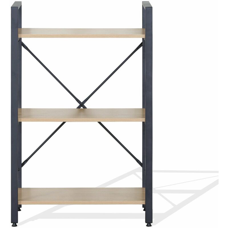 foto del prodotto rebecca mobili libreria scaffale 3 ripiani in metallo e legno nero beige design moderno