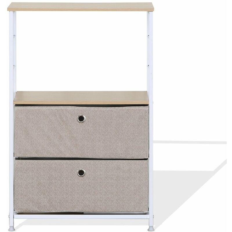 foto del prodotto rebecca mobili mobile cassettiera con 1 ripiano in legno metallo e tessuto bianco beige vintage