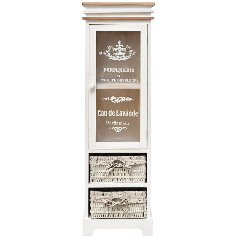 foto del prodotto rebecca mobili mobile vetrinetta legno bianco 1 anta 1 cassetto shabby 102x32x27