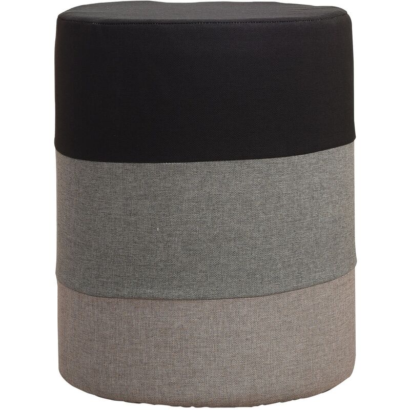 foto del prodotto rebecca mobili pouf sgabello rotondo poggiapiedi tessuto grigio bianco 45x35x35