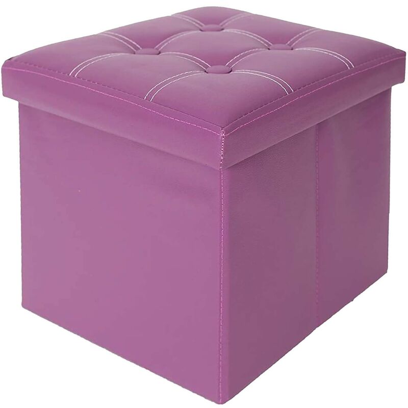 foto del prodotto rebecca mobili puff contenitore sgabello cubo baule viola stile moderno 31x30x30