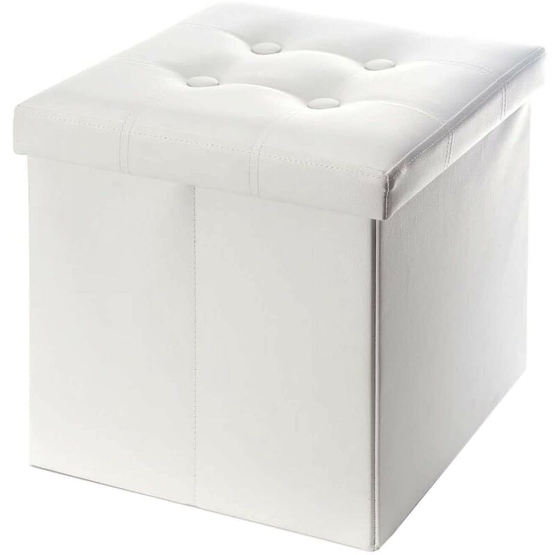 foto del prodotto rebecca mobili puff sgabello baule contenitore bianco design moderno 30x30x30