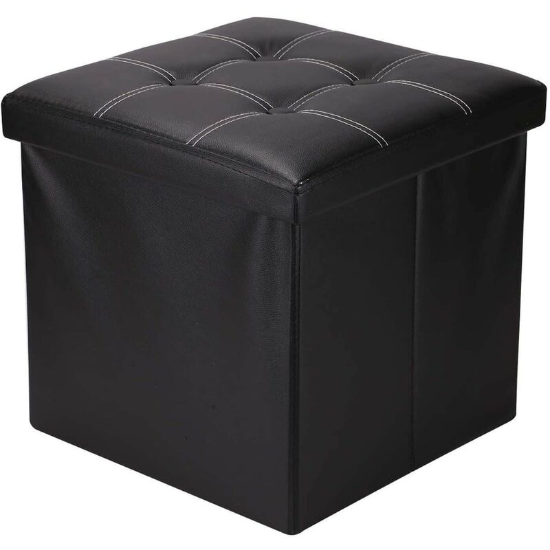 foto del prodotto rebecca mobili puff sgabello baule nero cubo design arredamento moderno 30x30x30