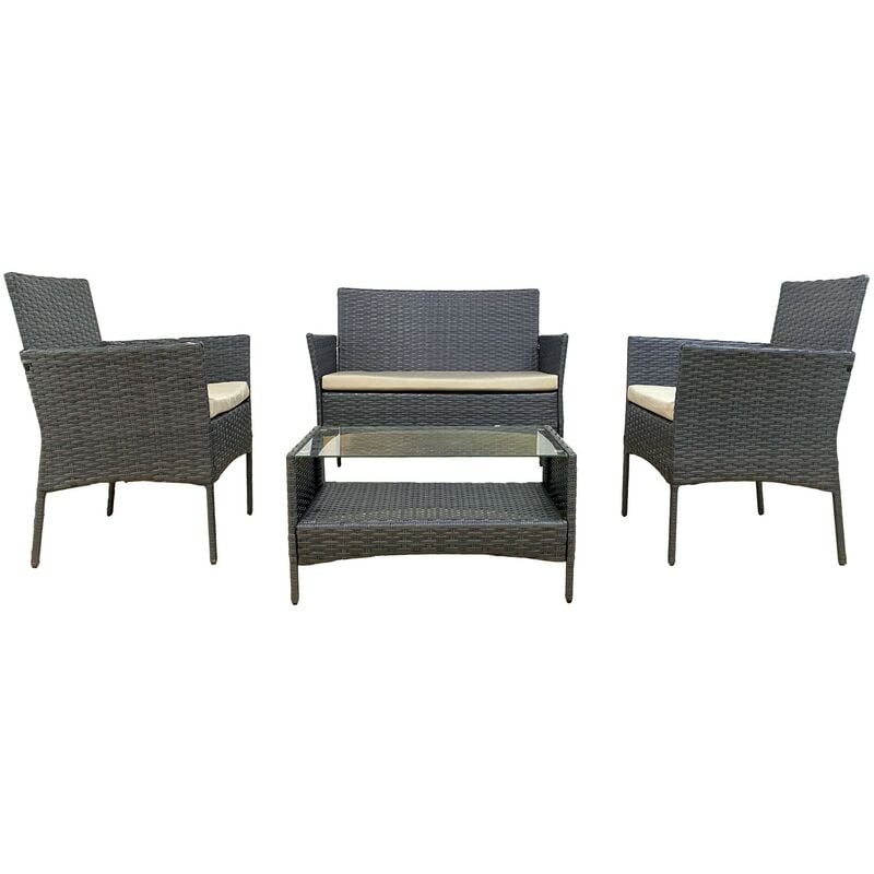 foto del prodotto rebecca mobili salotto da esterno set mobili da giardino con cuscini grigio acciaio polyrattan