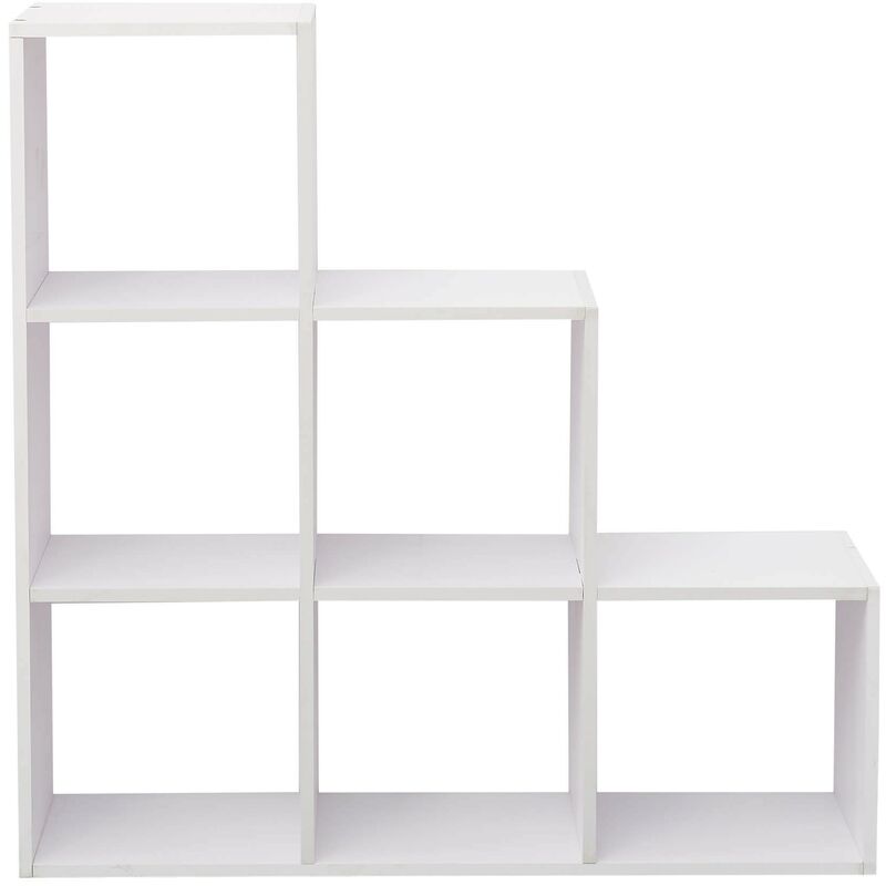 foto del prodotto rebecca mobili scaffale cubi libreria moderna mdf bianco 6 scomparti 97,5x97,5x29