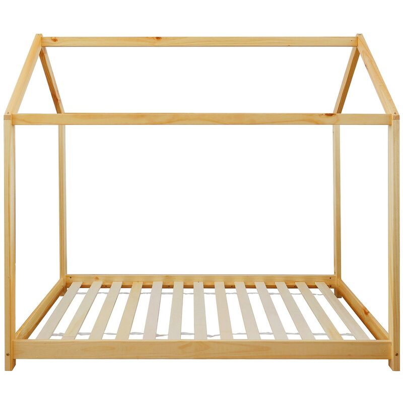 foto del prodotto rebecca mobili struttura letto singolo per bambini a forma di casetta in legno naturale 90x200