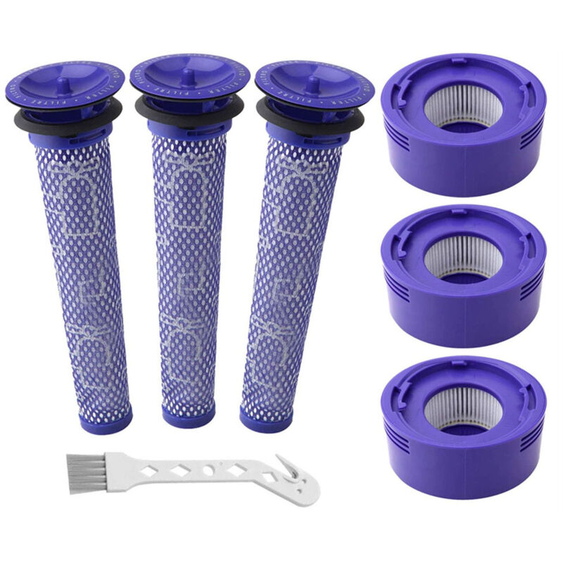 foto del prodotto rebirthcare replacement filters for dyson v7, v8 animal absolute motorhead vacuum cleaner, 3 hepa post filters and 3 pre filters, replace parts