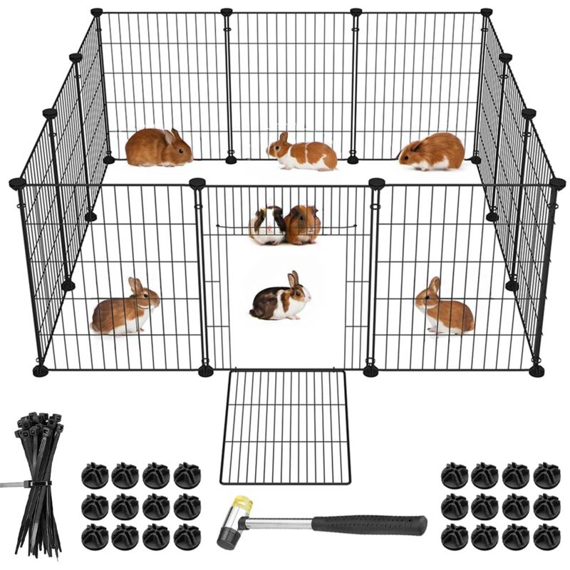 foto del prodotto recinto animali di piccola taglia con porta apribile criceti conigli 12pz 35x45cm
