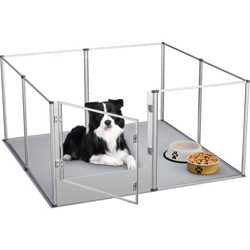 foto del prodotto recinto box parto per cani xl recinto sala parto per cuccioli cane acrilico trasparente 8 pannelli alto 80 cm recinto salvacasa con porta tappetino
