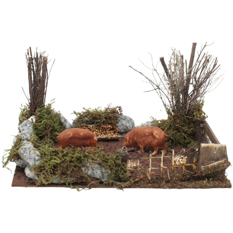 foto del prodotto recinto con maiali per presepe 20x14x12 cm 11781