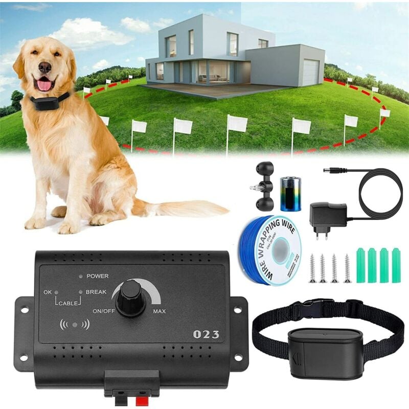 foto del prodotto recinto elettrico per cani, sistema di recinzione interrato per animali domestici, filo di confine sotterraneo da 200 m, con collare