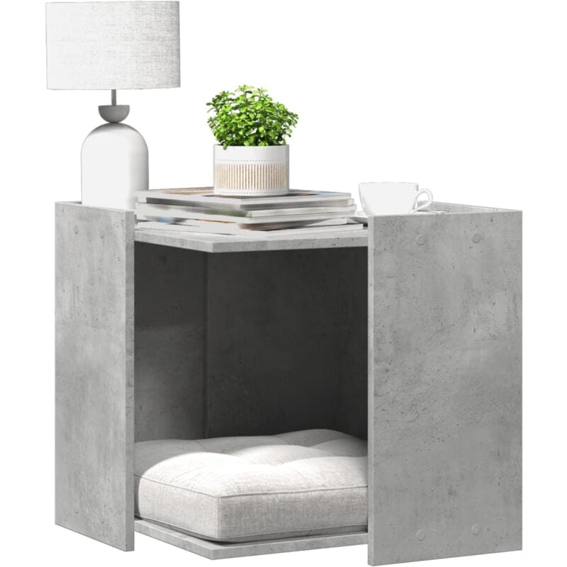 foto del prodotto recinto lettiera gatti grigio cemento 53x53x51 cm in truciolato vidaxl