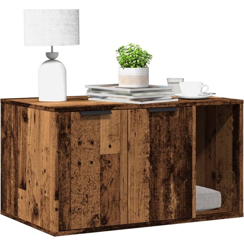 foto del prodotto recinto lettiera gatti legno vecchio 80x50x45 cm in truciolato vidaxl