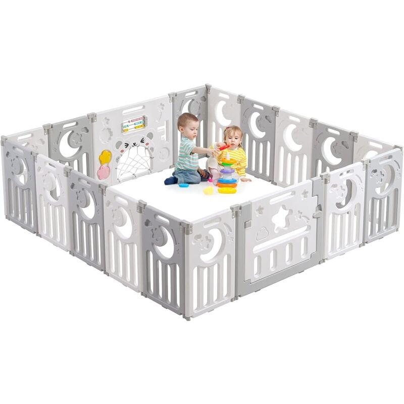 foto del prodotto recinto per bambini 16 2 pannelli, recinzione protettiva pieghevole per bambini, griglia protettiva in plastica ecologica con porta 190x190 cm