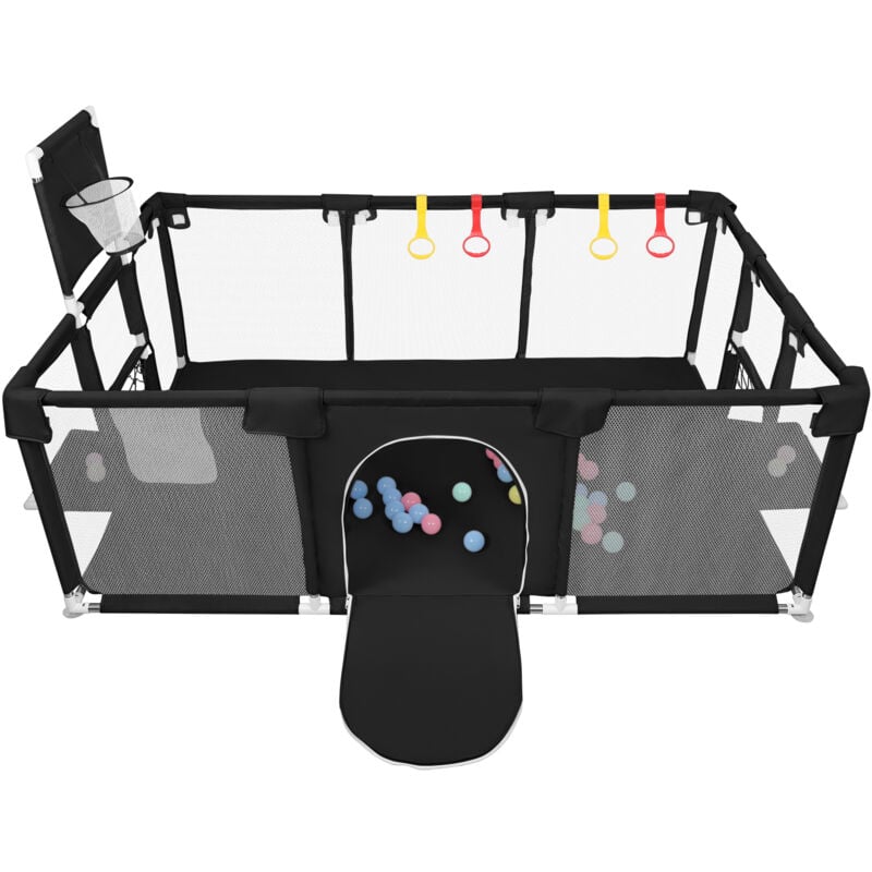 foto del prodotto recinto per bambini, recinto, cancelletto di sicurezza, barriera, recinzione per bambini, centro gioco da giardino,180x120x66cm, nero