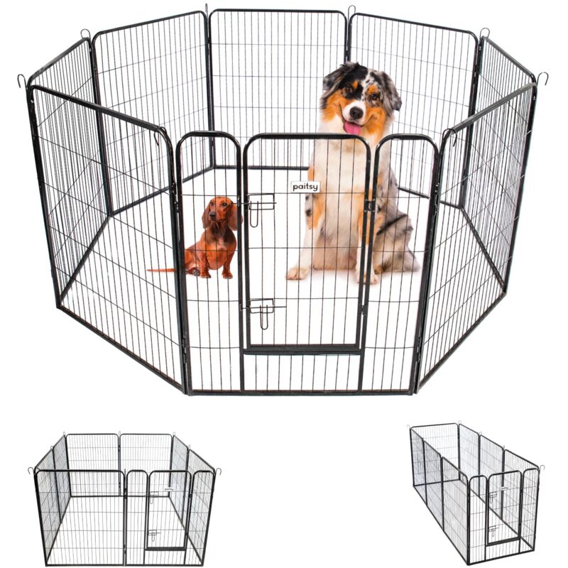 foto del prodotto recinto per cani, cuccioli e conigli gardeo80x100x8, 8 pannelli 80x100cm, 2,56m2, modulabile, per interni ed esterni, pieghevole, garanzia 5 anni