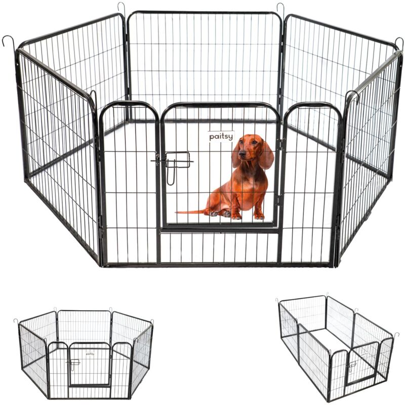 foto del prodotto recinto per cani, cuccioli e conigli gardeo80x60x6, 6 pannelli 80x60cm, 1,28m2, modulabile, per interni ed esterni, pieghevole, garanzia 5 anni paitsy