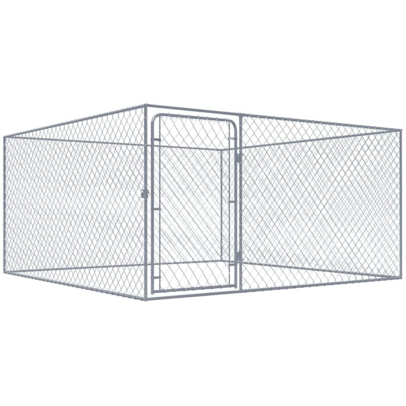 foto del prodotto recinto per cani da esterno in acciaio zincato 2x2x1 m - vidaxl