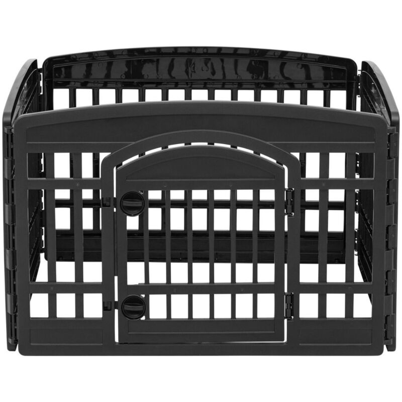 foto del prodotto recinto per cani da interno con porta, a60cm, 4 pannelli, nero, plastica, parco, per cucciolo, gatti, animali domestici, interni, esterni, gabbia,