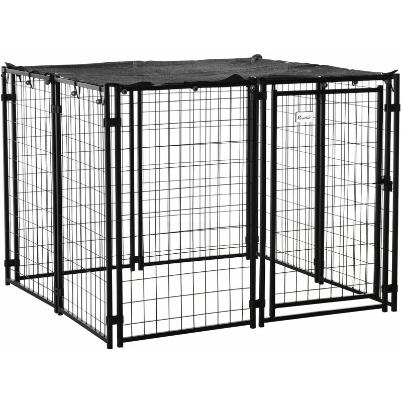foto del prodotto recinto per cani pieghevole 141x141x113 cm in acciaio nero