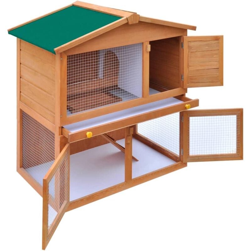 foto del prodotto recinto per conigliera da esterno 93 x 60 x 97 cm per piccoli animali 3 porte in legno