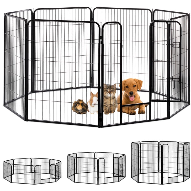 foto del prodotto recinto per cuccioli, cani piccoli, da interno, stabile, da esterno, box, hlp 100x76,5x235 cm, nero relaxdays