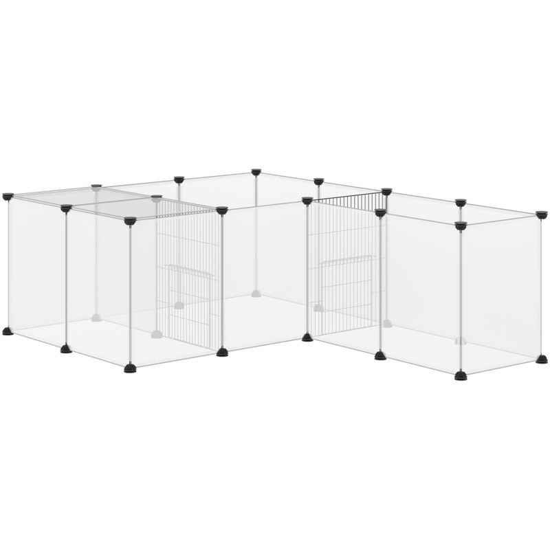 foto del prodotto recinto per cuccioli modulabile con 20 pannelli e 2 porte bianco e nero pawhut
