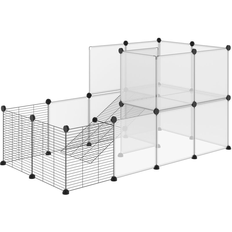 foto del prodotto recinto per cuccioli modulabile con pannelli 35x35cm in acciaio e pp nero pawhut
