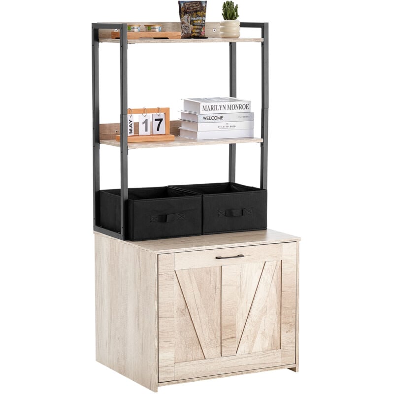 foto del prodotto recinto per lettiera per gatti 599,4 x 500 x 1270 mm mobiletto per lettiera nascosto con 2 ripiani portaoggetti e 2 cestini, bagno per gatti in
