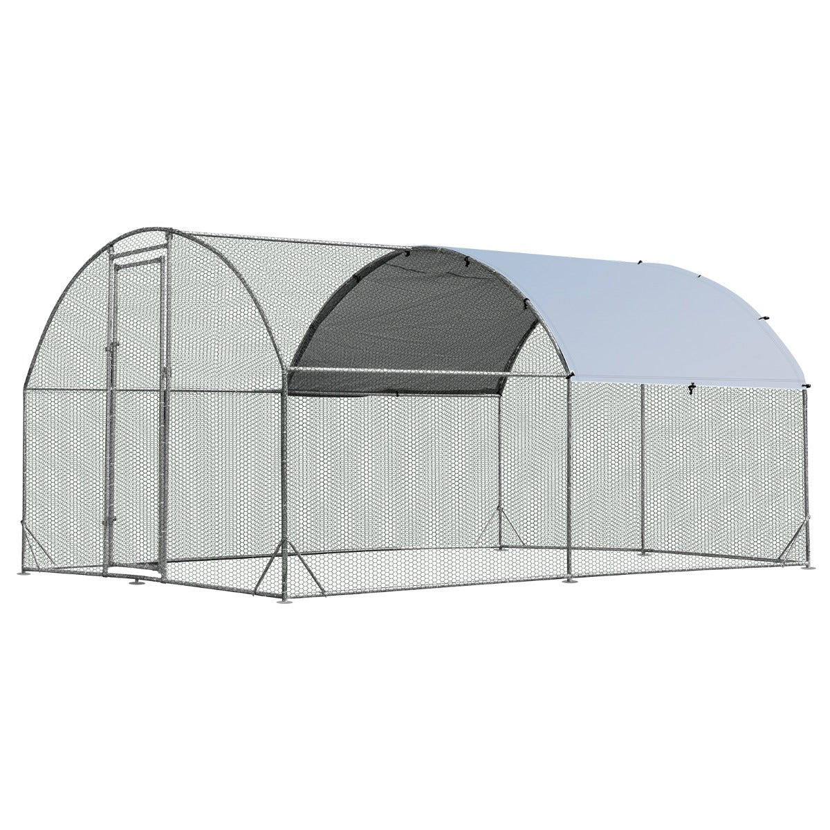 foto del prodotto recinto per pollaio in metallo zincato 380 x 280 cm con copertura superiore in rete di tessuto oxford recinto per polli anatre conigli 20 0006868