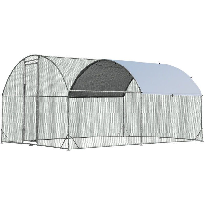 foto del prodotto recinto per pollaio in metallo zincato 380 x 280 cm con copertura superiore in rete di tessuto oxford recinto per polli anatre conigli 200006868