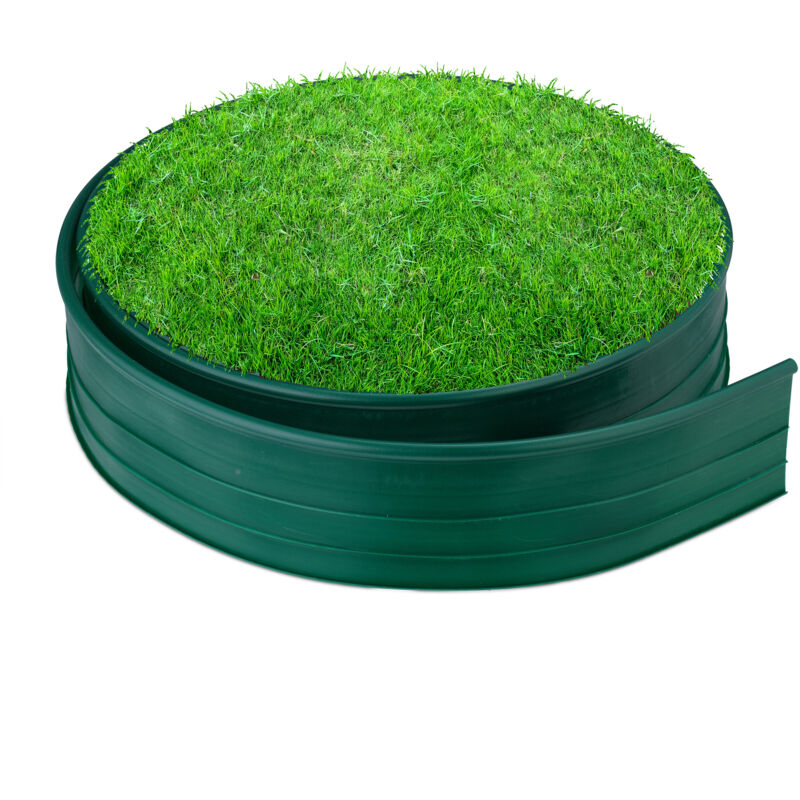 foto del prodotto recinto per prato, bordo per aiuole, sponda per giardino hxl 10 cm x 12 m, bordatura in plastica, verde scuro relaxdays