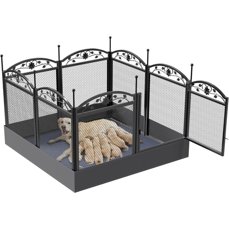 foto del prodotto recinto sala parto per cani gatti recinto box per cane cuccioli 8 pannelli per gioco in metallo resistente da giardino terrazzo