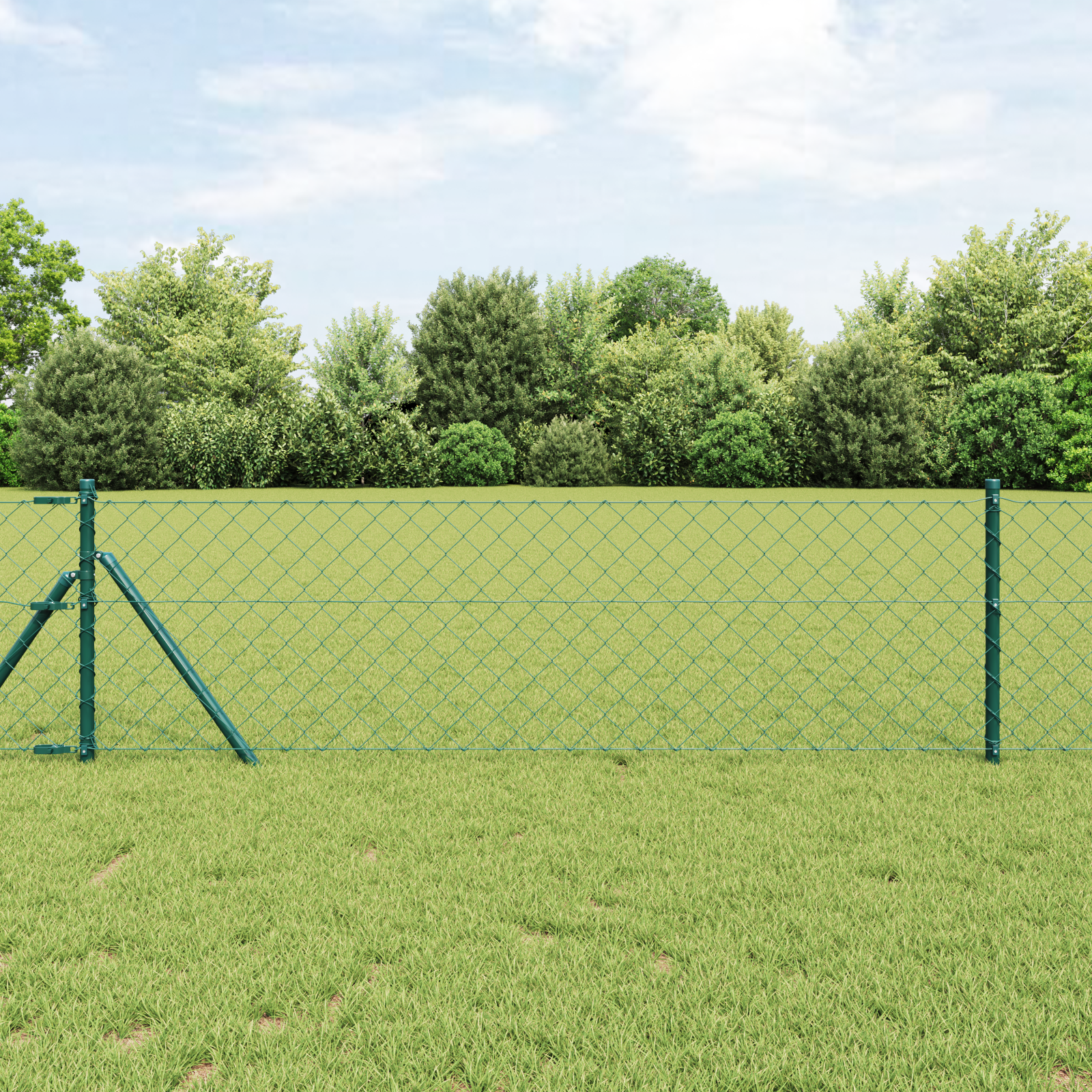 foto del prodotto recinzione a maglie con 7 pali 0.4x10 m acciaio zincato verde