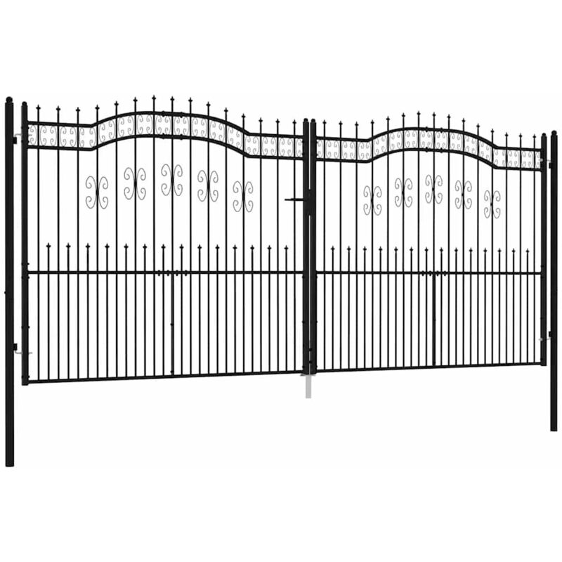 foto del prodotto recinzione cancello con punta a lancia nera 406x223cm acciaio cod mxl 49221