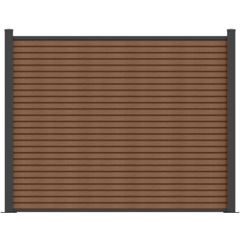foto del prodotto recinzione da appoggio effetto legno h148 cm set di 9 lamine composito coestruso 2 pali antracite palizo