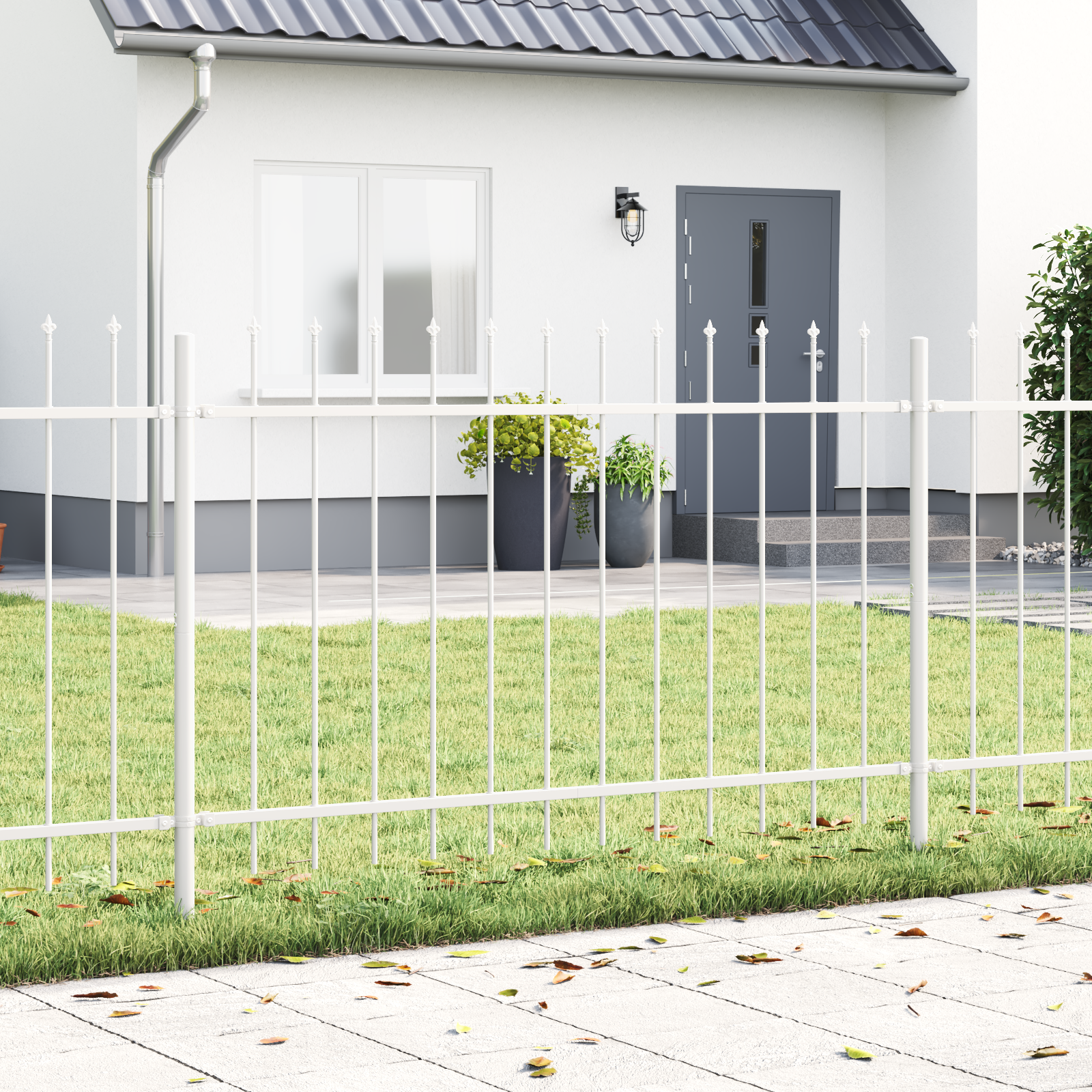 foto del prodotto recinzione da giardino con punta a lancia bianca 15,3x1,2 m in acciaio
