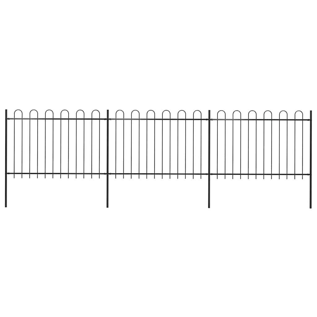 foto del prodotto recinzione da giardino con punta tonda in acciaio 5,1x1,2m nera